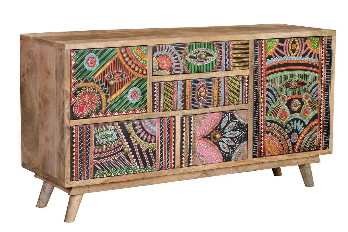Giner and Colomer - Hand-Painted Mango Wood TV Stand (100 x 32 x 55)