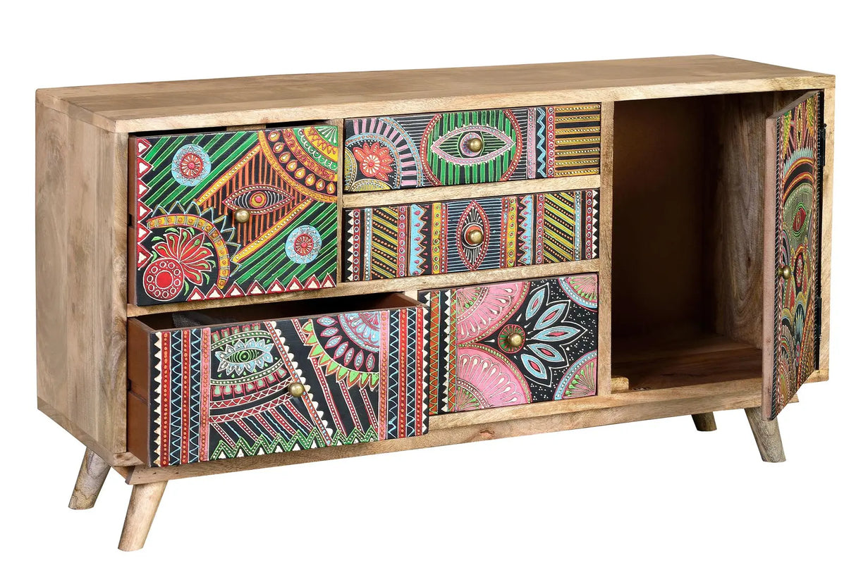 Giner and Colomer - Hand-Painted Mango Wood TV Stand (100 x 32 x 55)
