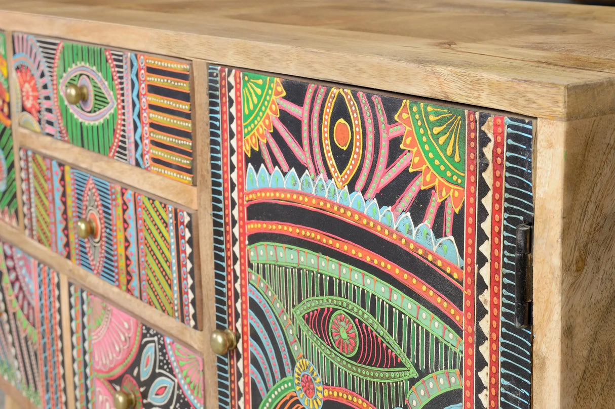 Giner and Colomer - Hand-Painted Mango Wood TV Stand (100 x 32 x 55)