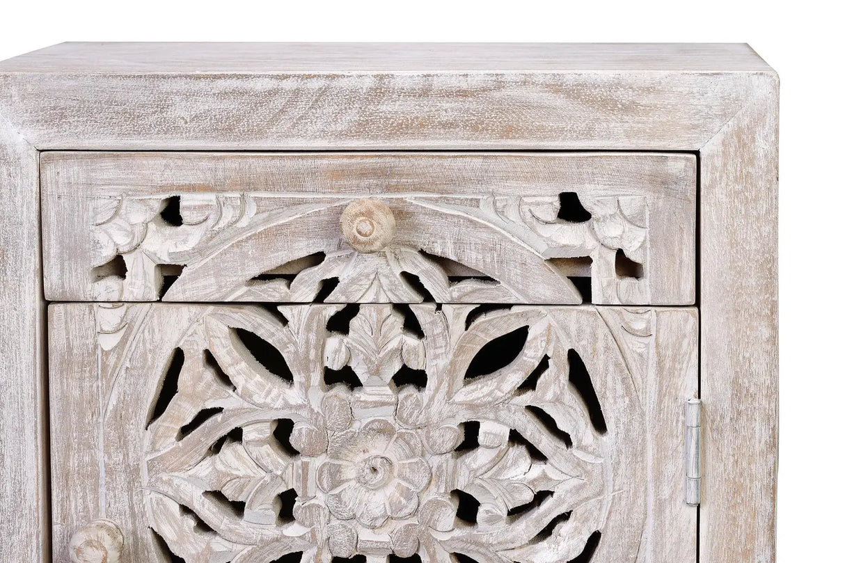 Giner and Colomer - Drawer & Door Nightstand In Mango Wood With Iron Base