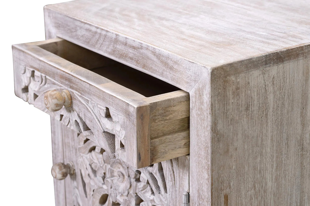 Giner and Colomer - Drawer & Door Nightstand In Mango Wood With Iron Base