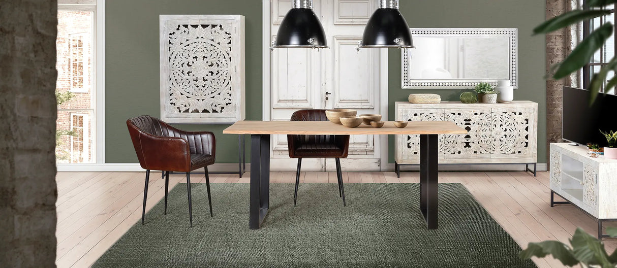 Giner and Colomer - 2-Door Mango Wood TV Cabinet & Iron Base