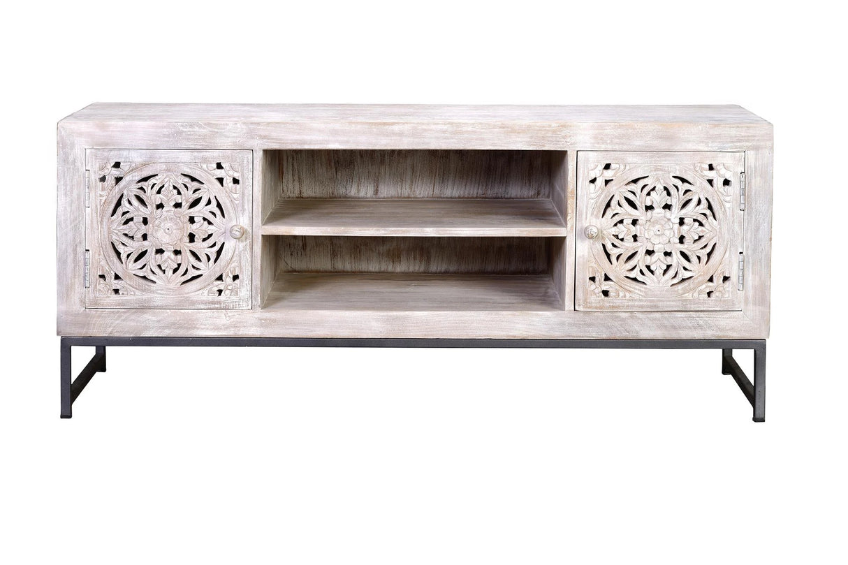 Giner and Colomer - 2-Door Mango Wood TV Cabinet & Iron Base