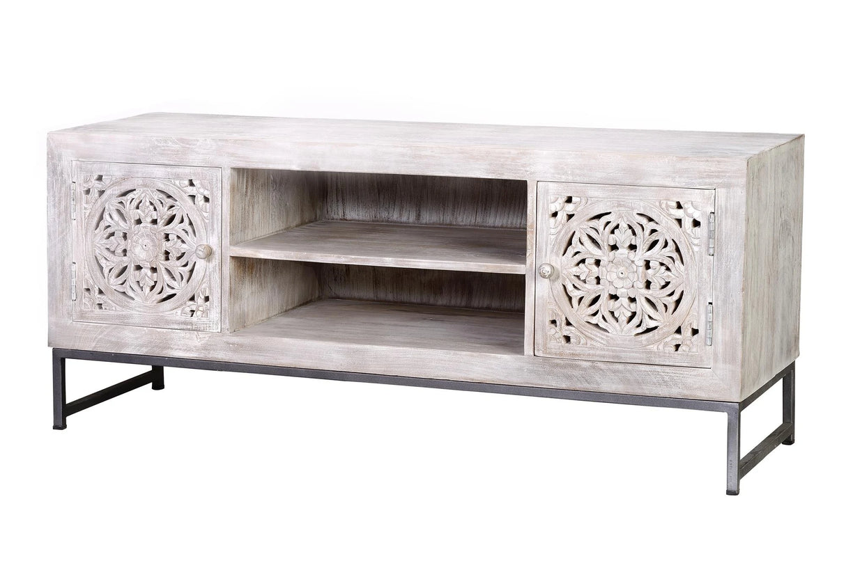 Giner and Colomer - 2-Door Mango Wood TV Cabinet & Iron Base