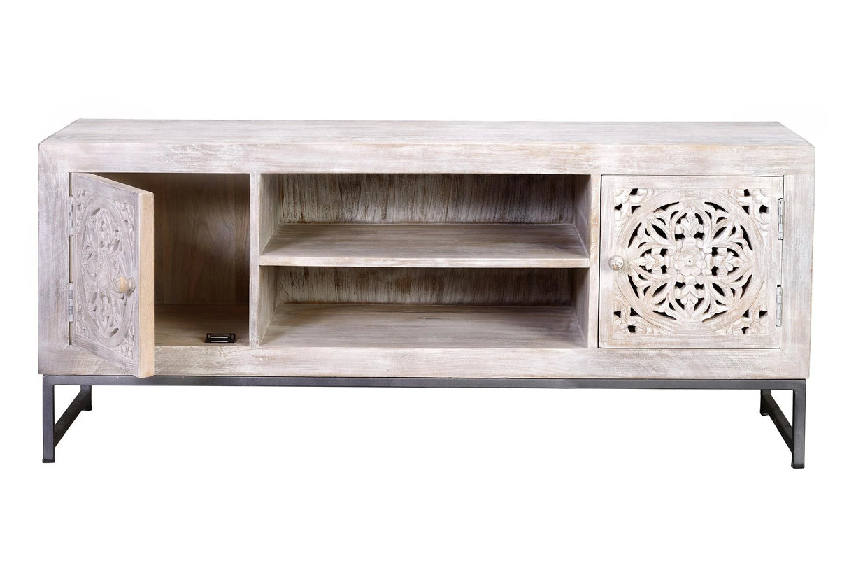 Giner and Colomer - 2-Door Mango Wood TV Cabinet & Iron Base