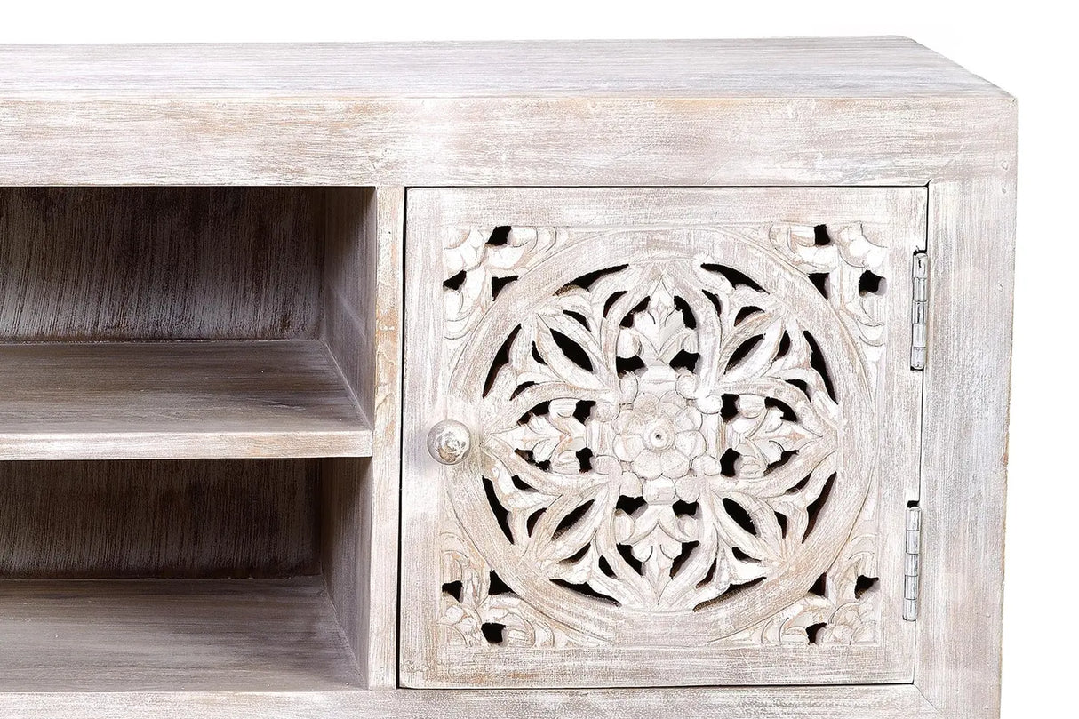 Giner and Colomer - 2-Door Mango Wood TV Cabinet & Iron Base