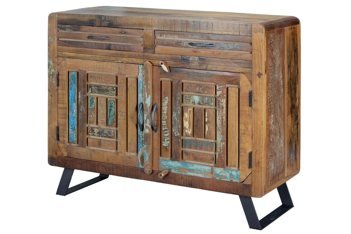 Giner and Colomer - 2-Door, 2-Drawer Chest In Recycled Wood & Metal Legs