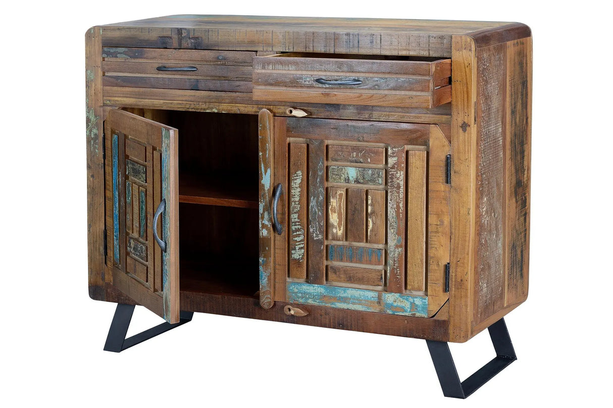 Giner and Colomer - 2-Door, 2-Drawer Chest In Recycled Wood & Metal Legs
