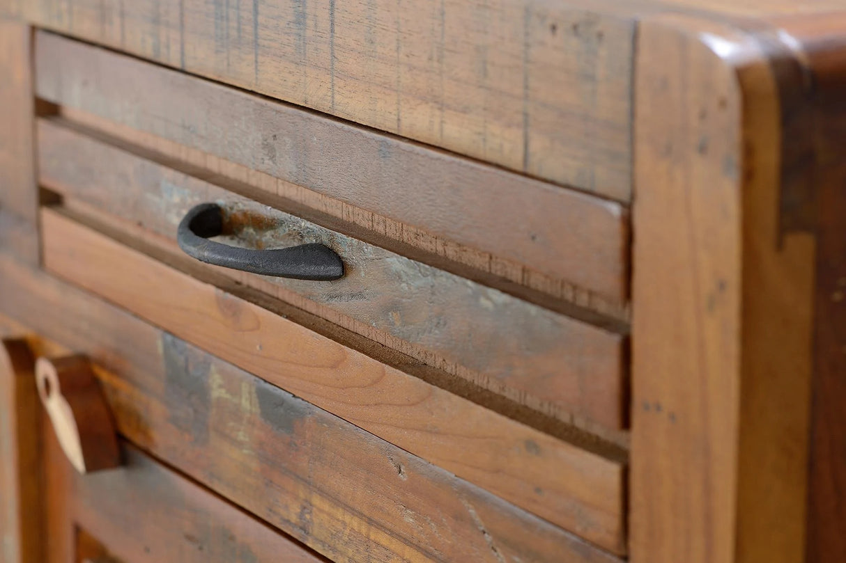 Giner and Colomer - 2-Door, 2-Drawer Chest In Recycled Wood & Metal Legs