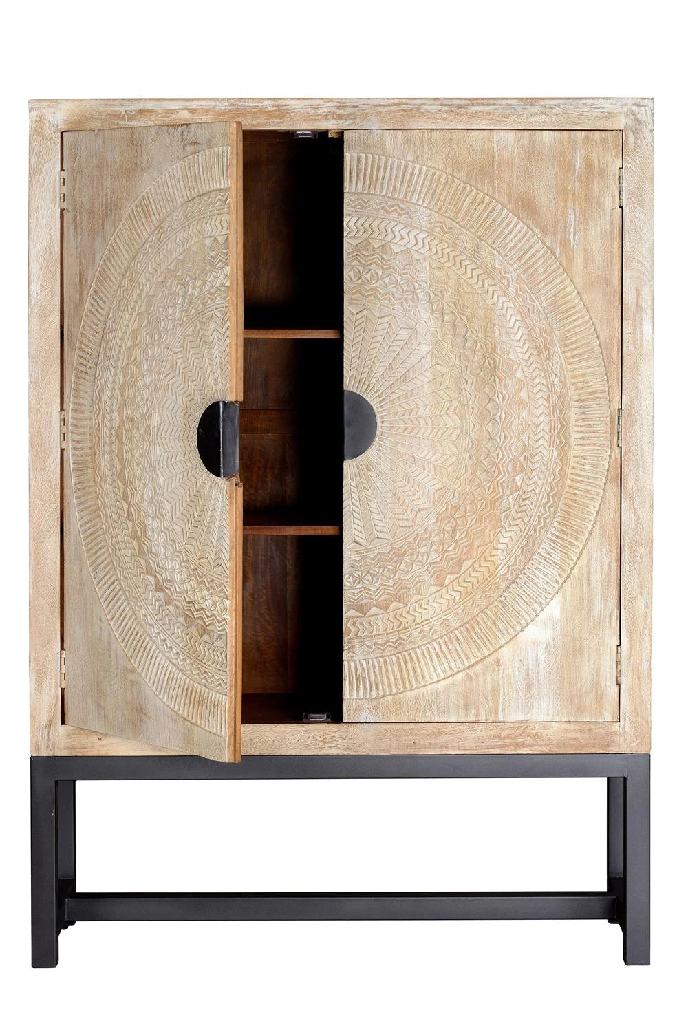 Giner and Colomer - Mango Wood & Metal Base Cabinet (Shelves at 38 cm)