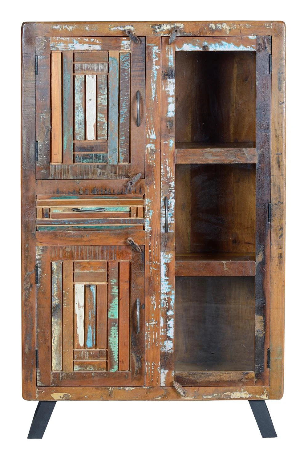 Giner and Colomer - 3-Door, 1-Drawer Mango Wood Display Cabinet With Metal Legs