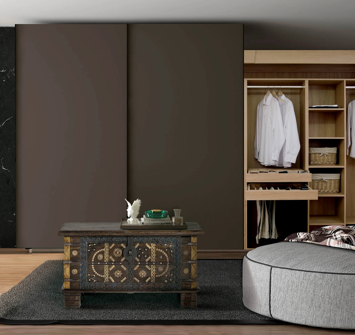 Giner and Colomer - Mango Wood Chest With Metal & Bronze Details (Top Opening)