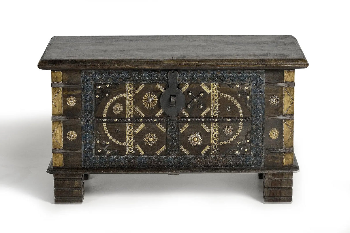 Giner and Colomer - Mango Wood Chest With Metal & Bronze Details (Top Opening)