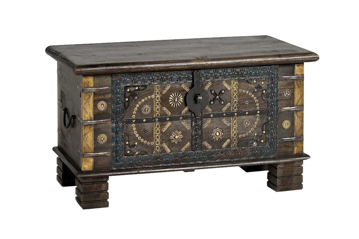 Giner and Colomer - Mango Wood Chest With Metal & Bronze Details (Top Opening)