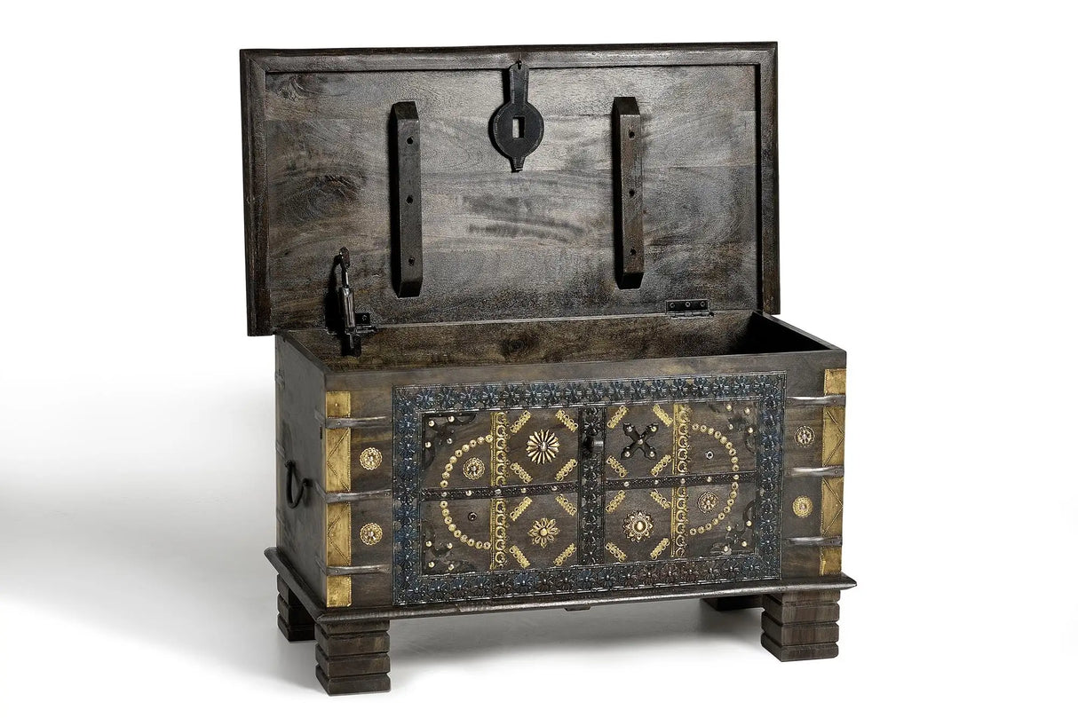 Giner and Colomer - Mango Wood Chest With Metal & Bronze Details (Top Opening)