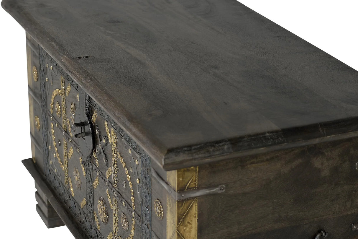 Giner and Colomer - Mango Wood Chest With Metal & Bronze Details (Top Opening)