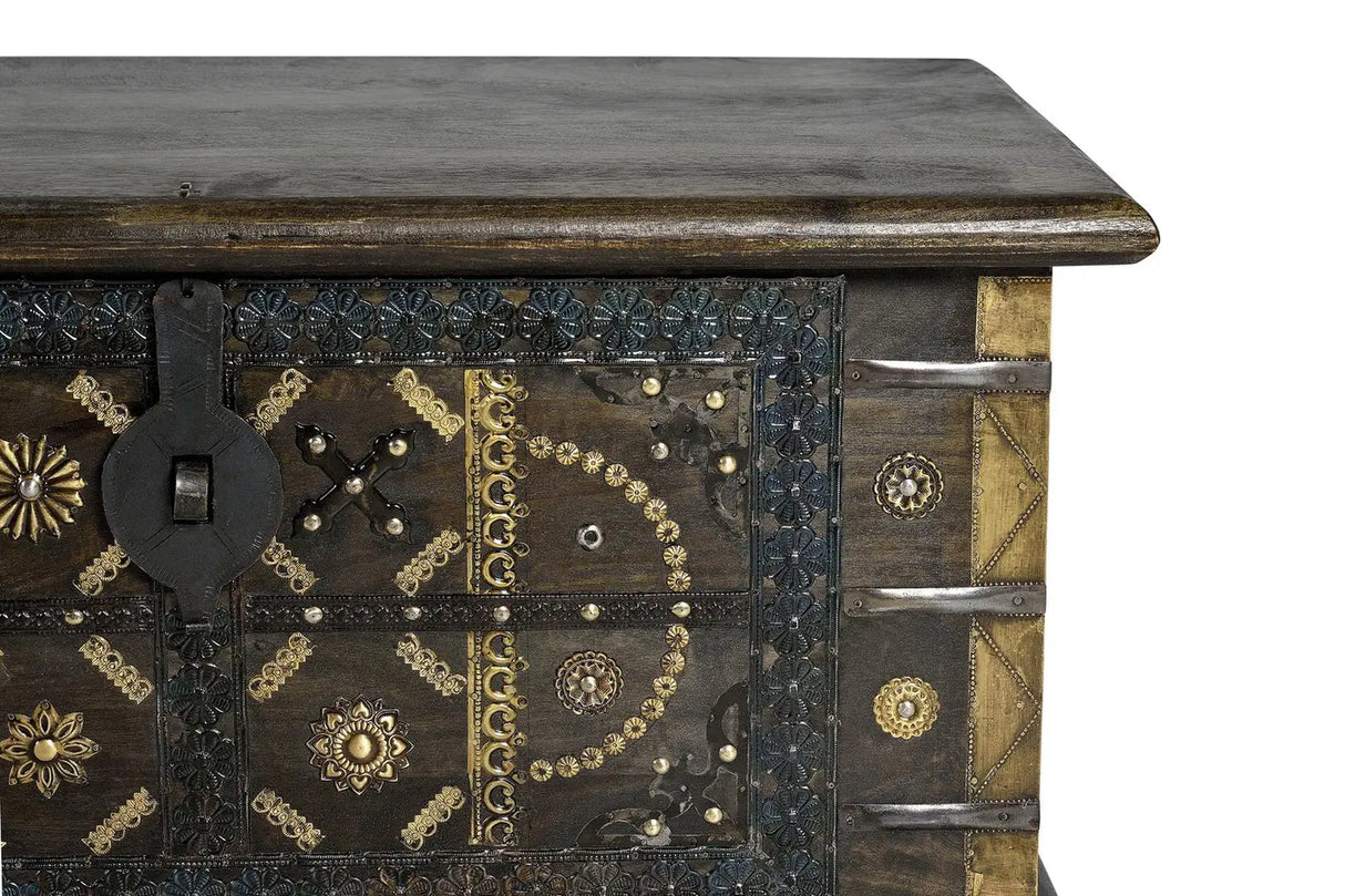 Giner and Colomer - Mango Wood Chest With Metal & Bronze Details (Top Opening)