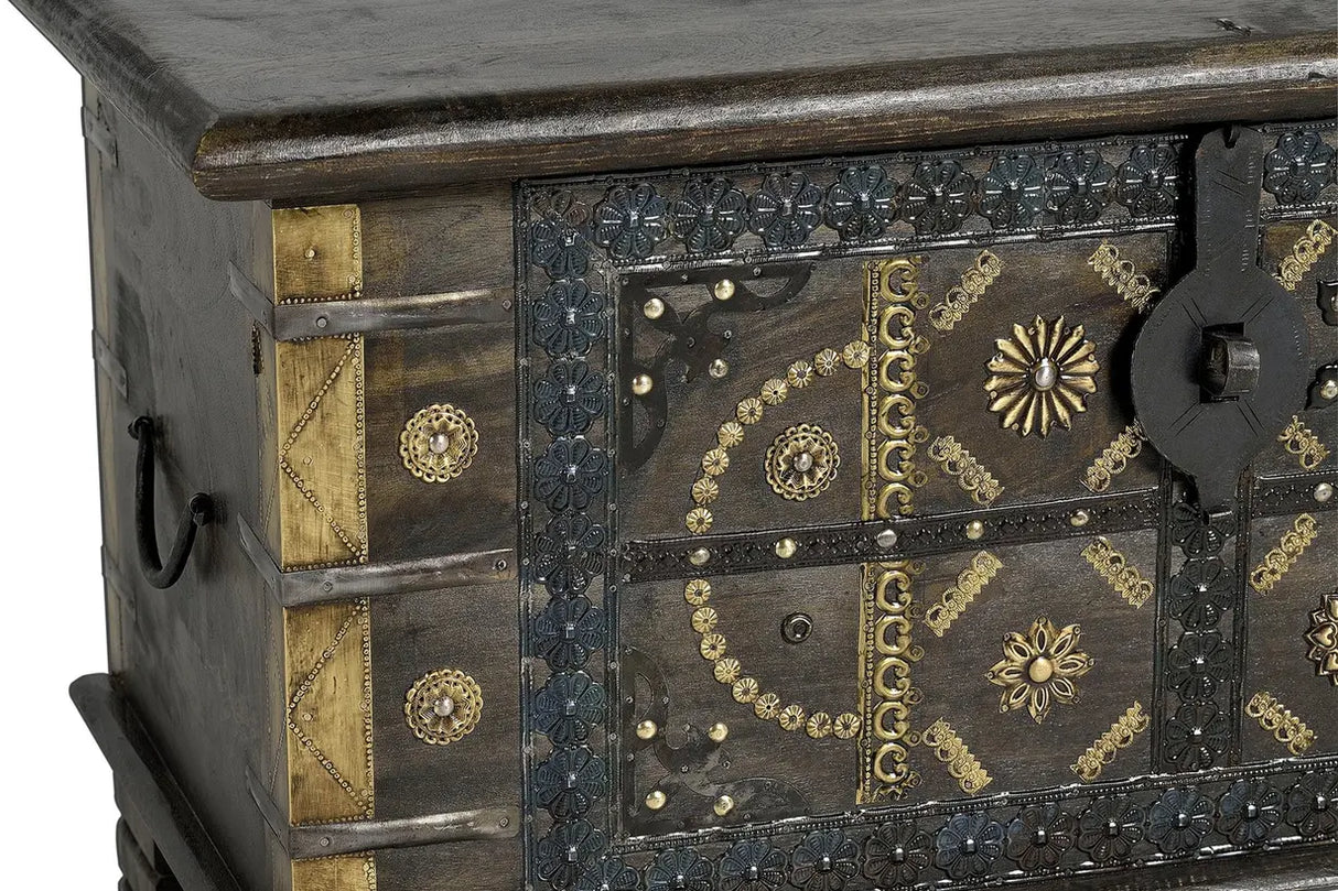 Giner and Colomer - Mango Wood Chest With Metal & Bronze Details (Top Opening)