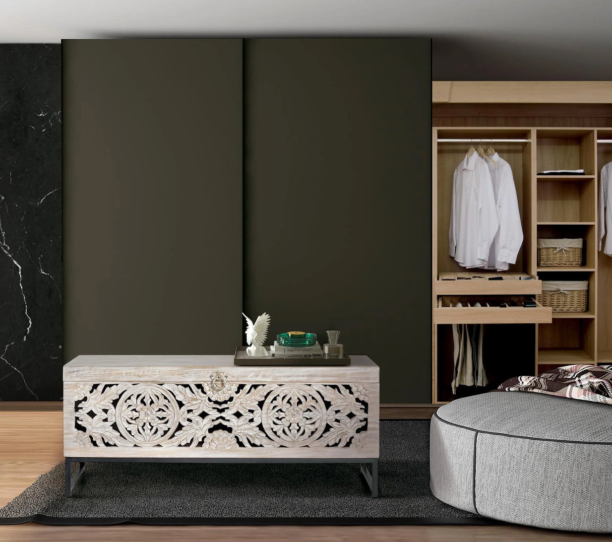 Giner and Colomer - Mango Wood Chest & Metal Base (Top Opening, Large Capacity)