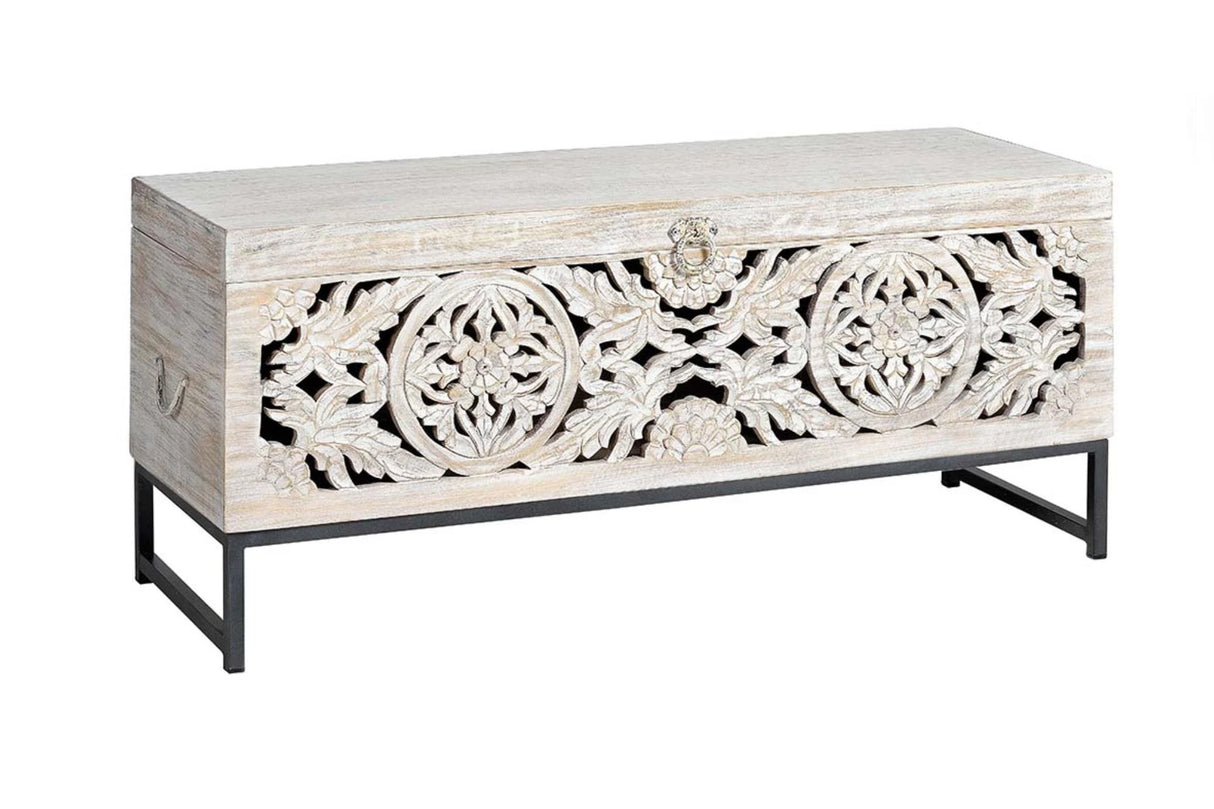 Giner and Colomer - Mango Wood Chest & Metal Base (Top Opening, Large Capacity)