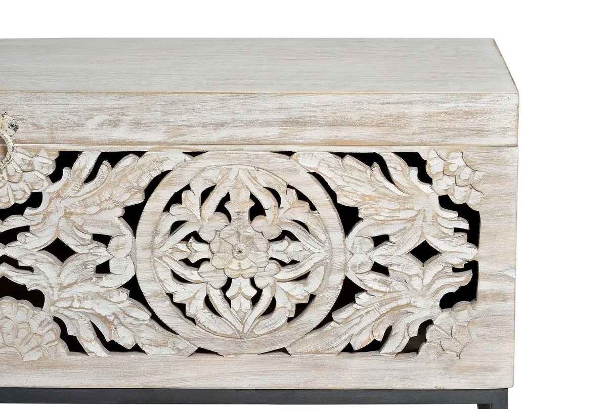 Giner and Colomer - Mango Wood Chest & Metal Base (Top Opening, Large Capacity)