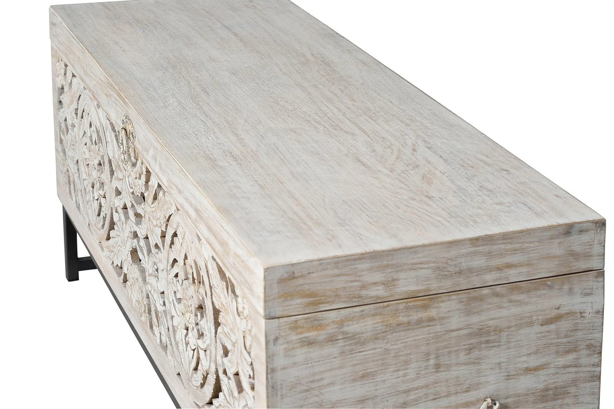 Giner and Colomer - Mango Wood Chest & Metal Base (Top Opening, Large Capacity)