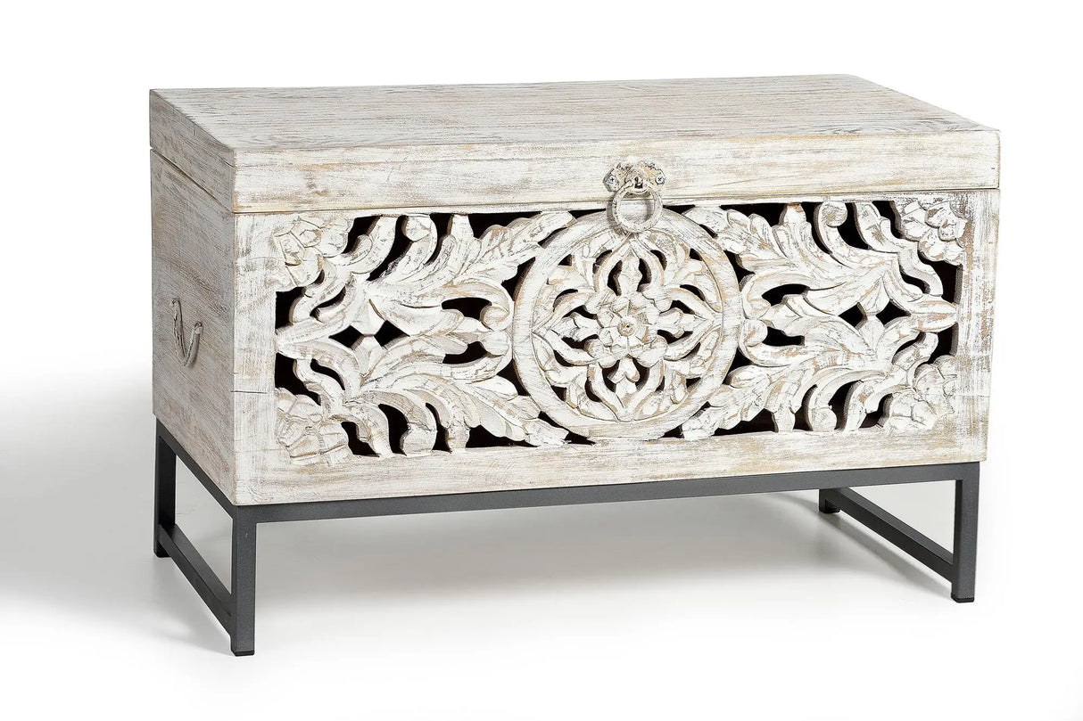 Giner and Colomer - Mango Wood Chest & Metal Base (Top Opening, Large Capacity)