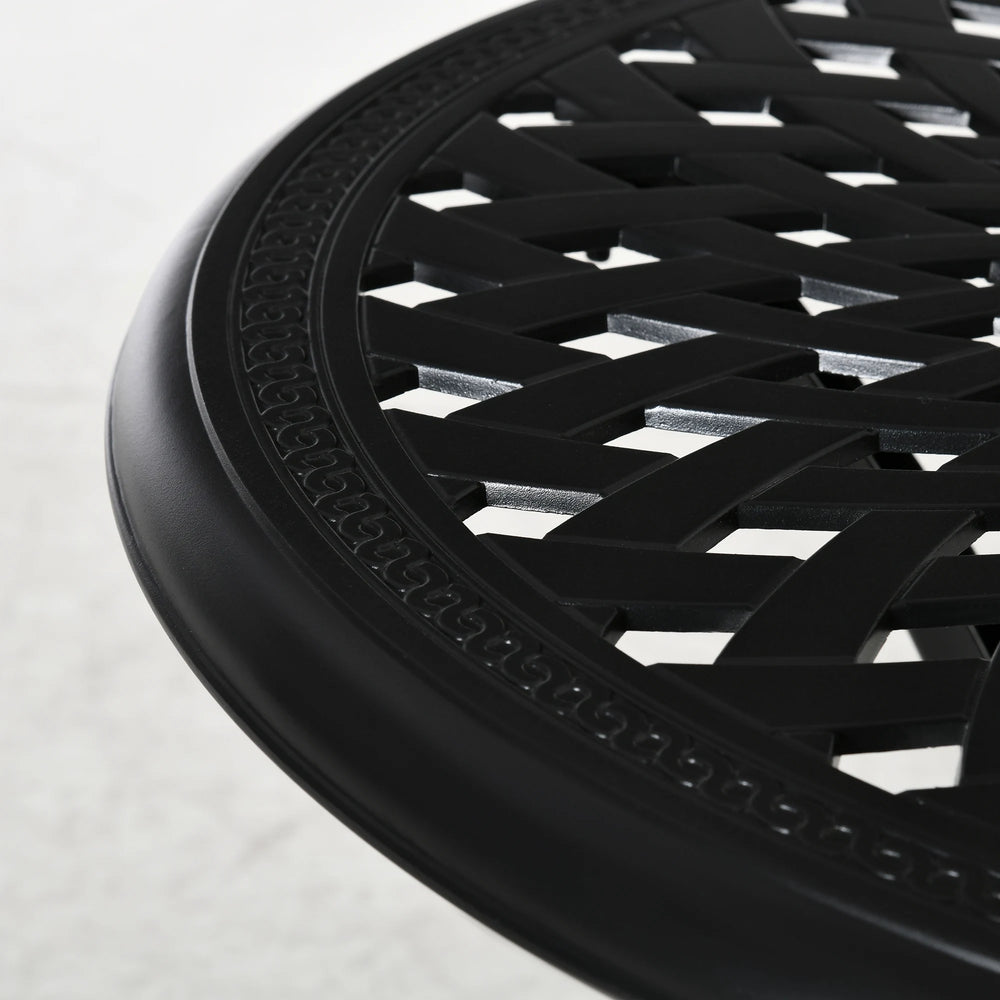 Outsunny 78 cm Round Garden Dining Table with Parasol Hole Antique Cast Aluminium Outdoor Table Only, Black