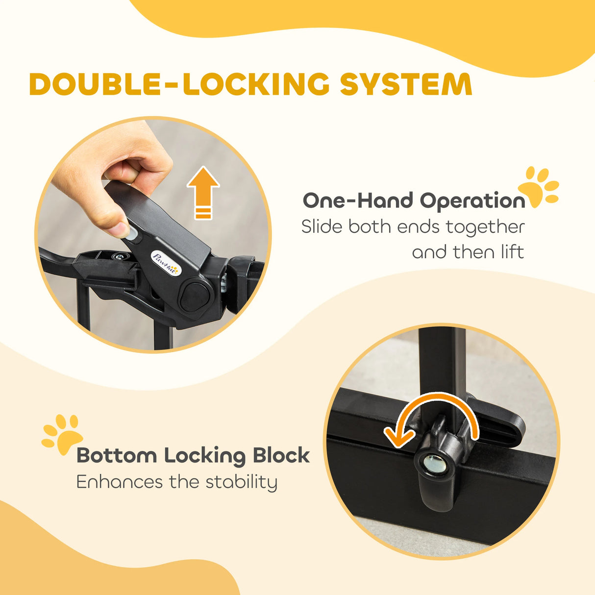 PawHut Extra Tall Pet Gate, Indoor Dog Safety Gate, with Cat Flap, Auto Close, 74-80cm Wide - Black