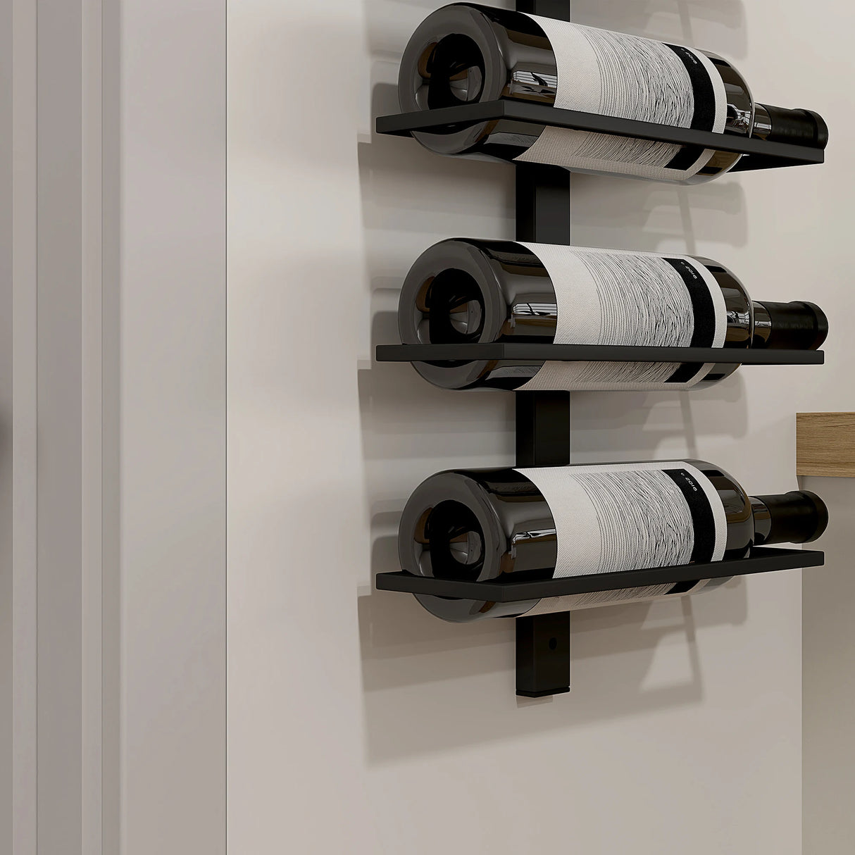 HOMCOM Wine Rack, Wall Mounted, 10 Tier Metal Wine Display Rack, Storage Holder for Kitchen, Dining Room, Bar, Cellar, Black