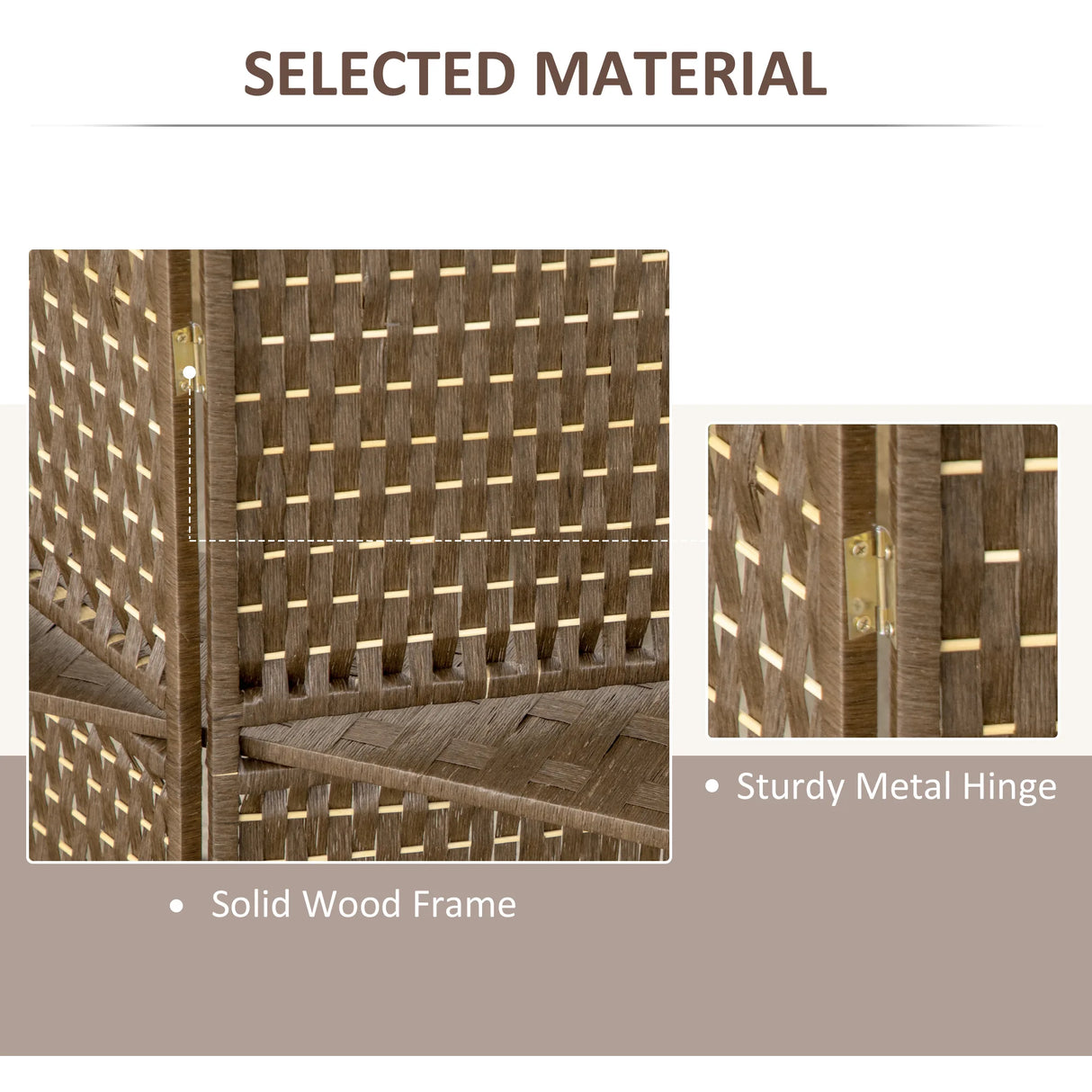 HOMCOM 4-Panel Room Dividers with Shelves, Wave Fibre Freestanding Folding Privacy Screen Panels, Partition Wall Divider for Indoor Bedroom Office, 180 cm, Brown