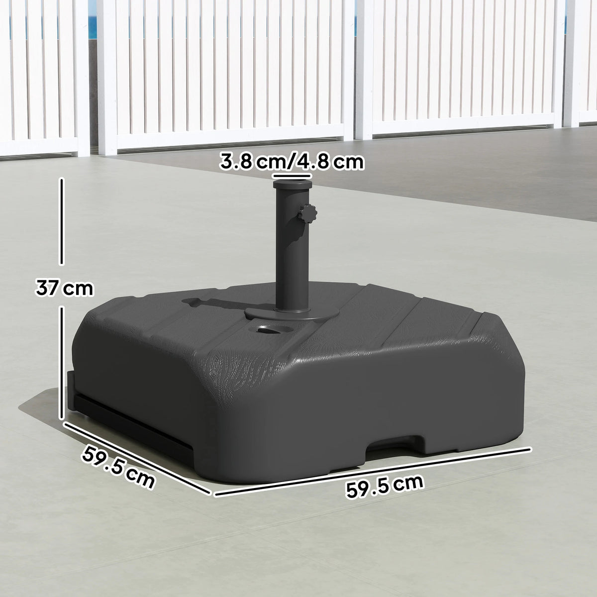 Outsunny Garden Parasol Base with Wheels, Telescopic Handle, 72 kg /45 kg Fillable Sun Umbrella Base Parasol Stand, Black