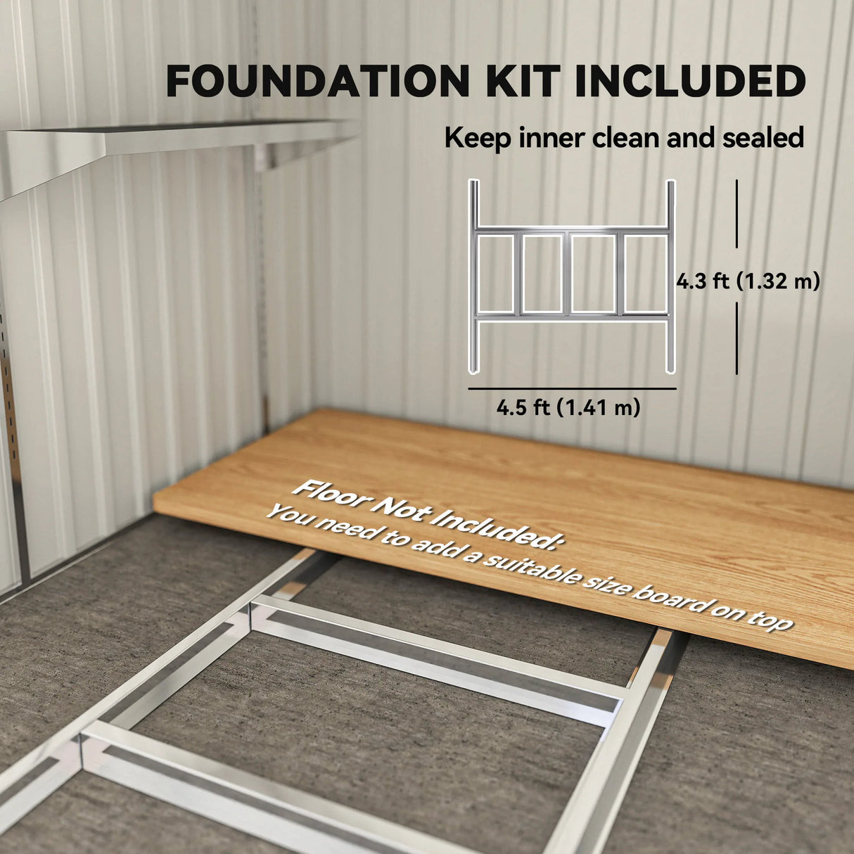 Outsunny 7 x 5ft Galvanised Metal Shed, with Sliding Door - Light Grey