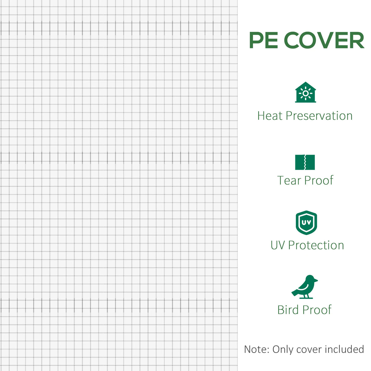 Outsunny 3 x 2 x 2m Polytunnel Greenhouse Replacement Cover ONLY Winter Garden Plant PE Cover for Tunnel Walk-in Greenhouse with Roll-up Windows Door Outdoor, White