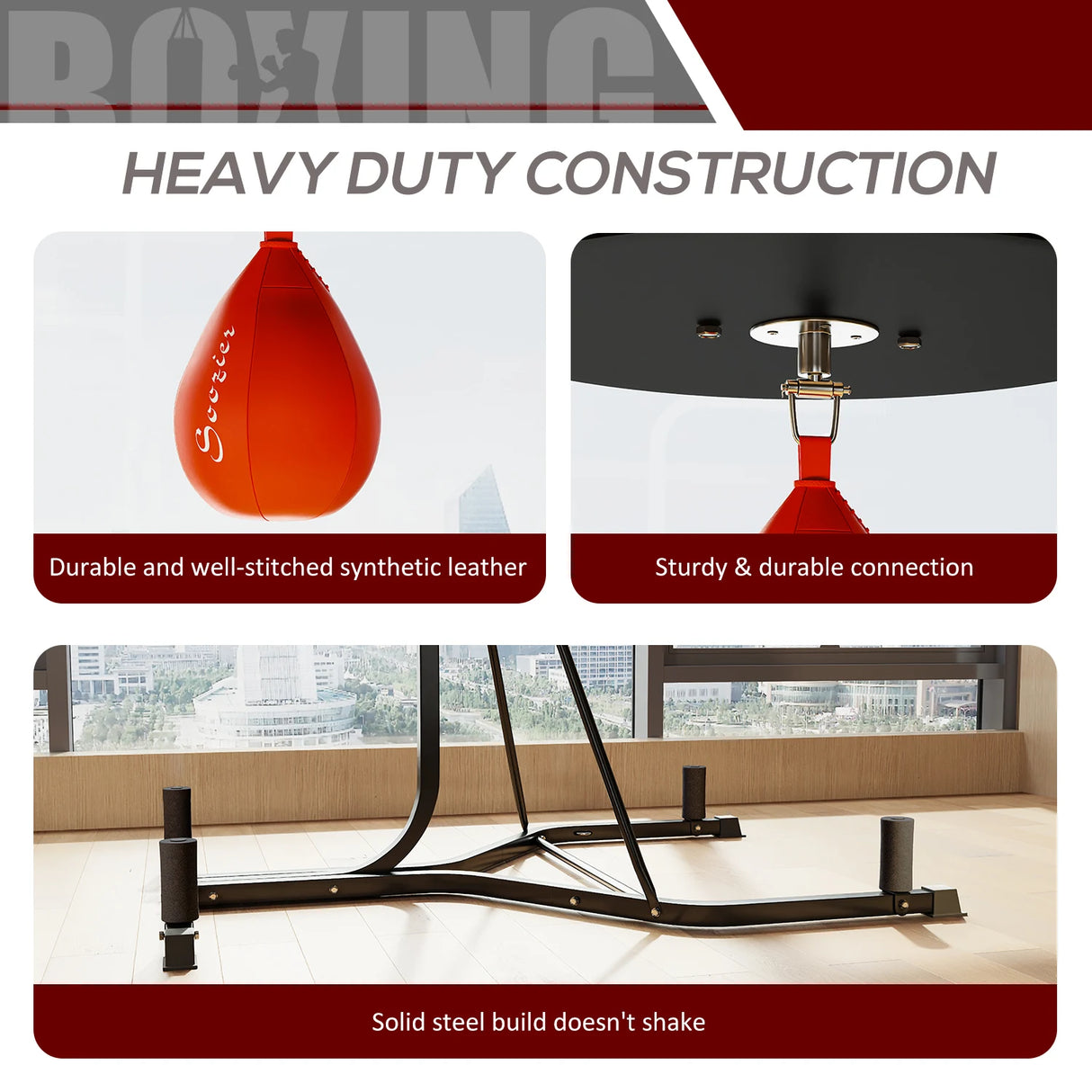 HOMCOM Adjustable Freestanding Speedbag, Punch Bag Hanger, Black