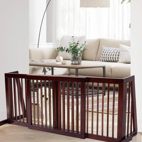 Folding Adjustable Free Standing 3 Panel Wood Fence