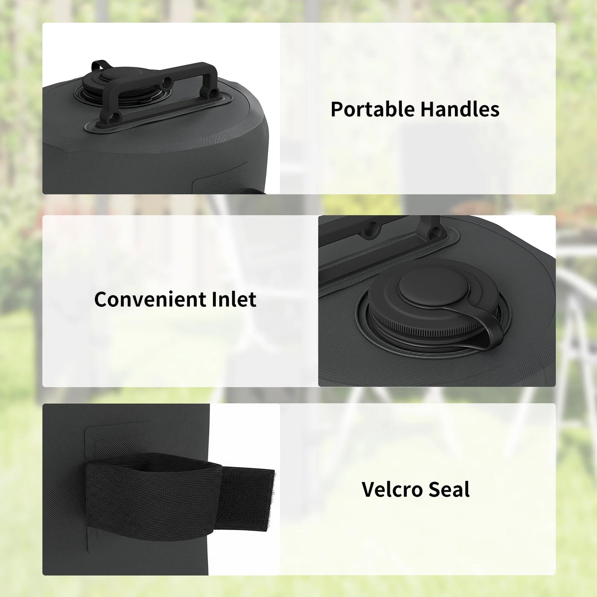 Outsunny Set of 4 Gazebo Weights Sand Bags, Gazebo Water Weights Bags with Carry Handles for Garden Marquee, Parasol, Black