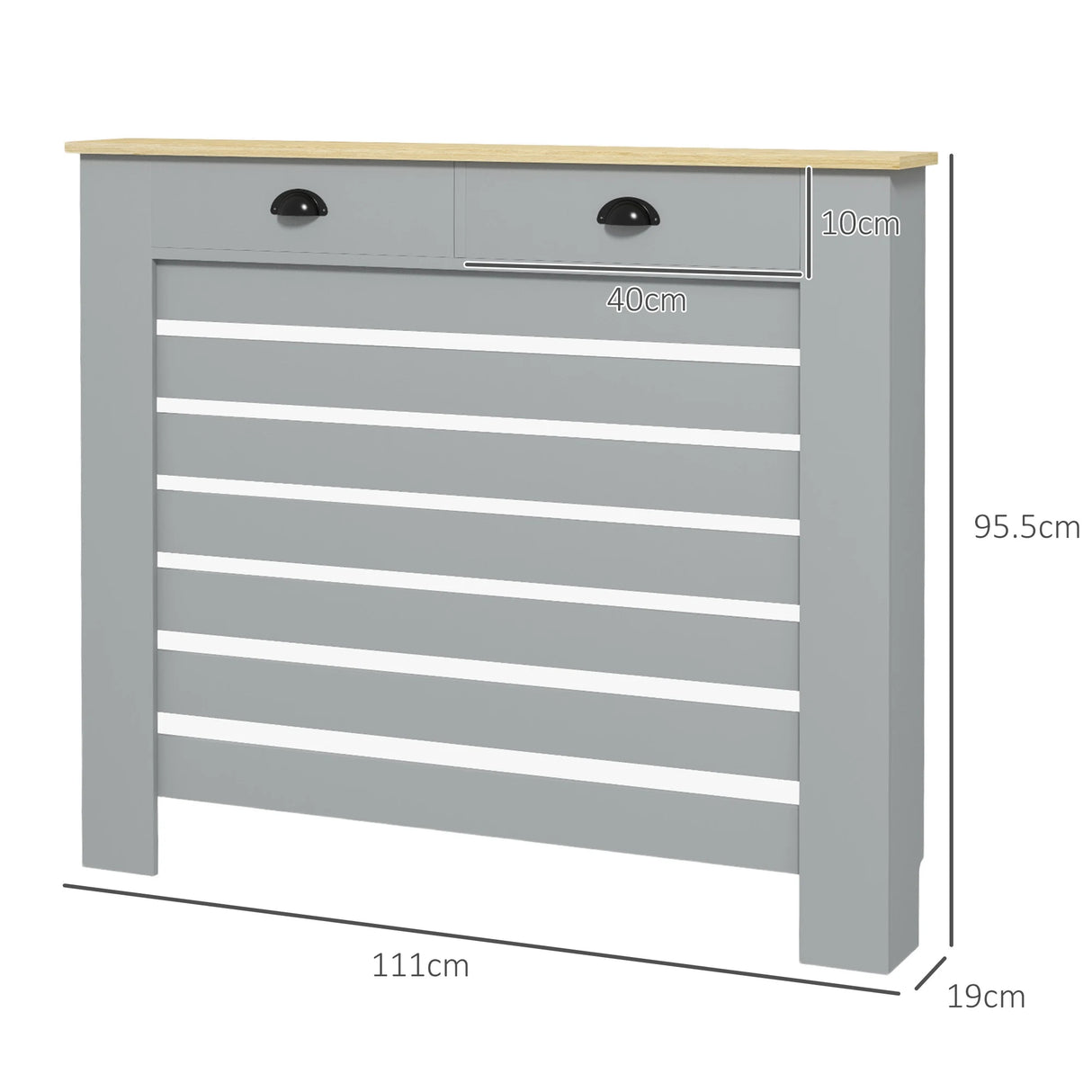 HOMCOM 95.5H x 111Wcm Radiator Cover, with Drawer - Grey