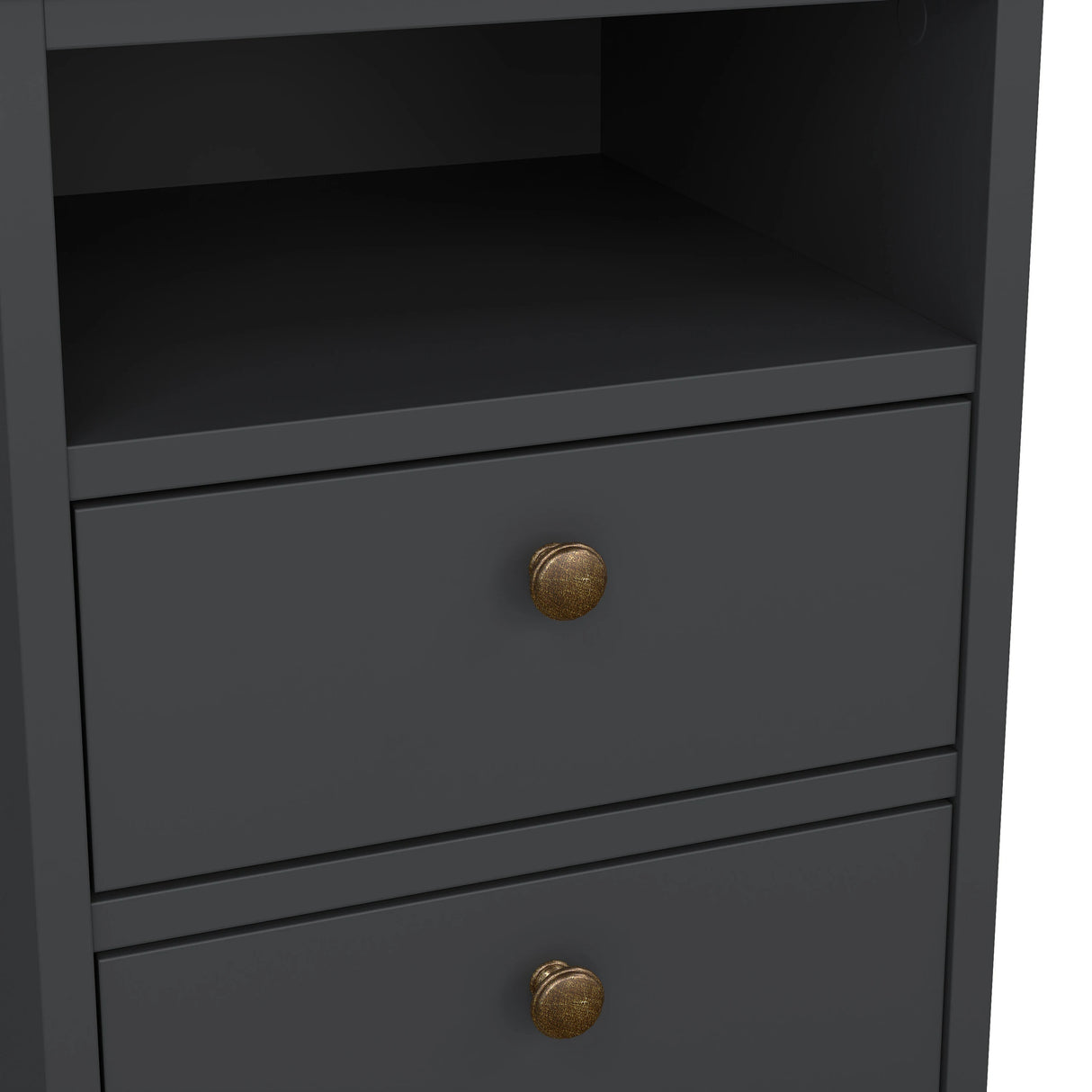 Paris Bedside 2 Drawers in Matt Grey