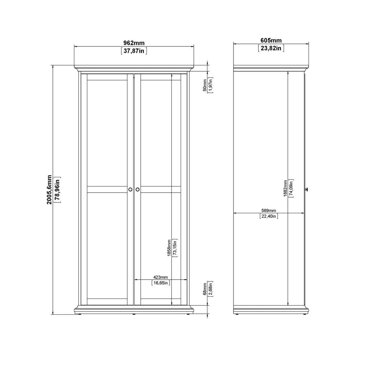 Paris Chest of 4 Drawers in Matt Grey