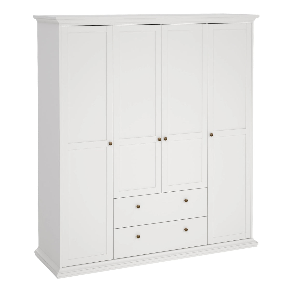 Paris Wardrobe with 4 Doors and 2 Drawers in White
