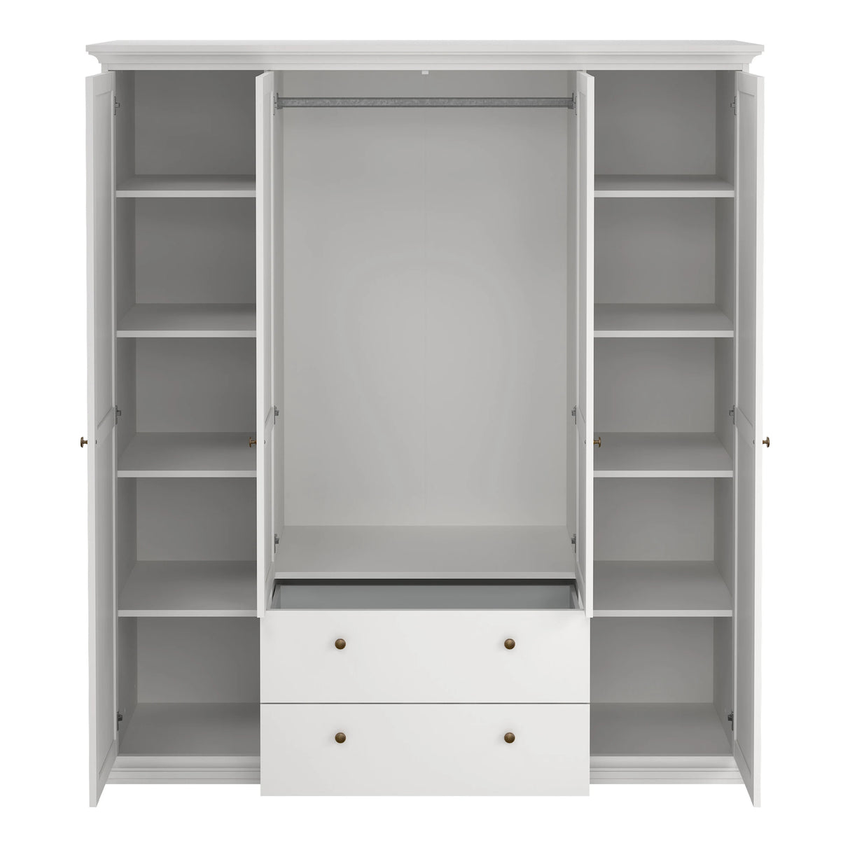 Paris Wardrobe with 4 Doors and 2 Drawers in White