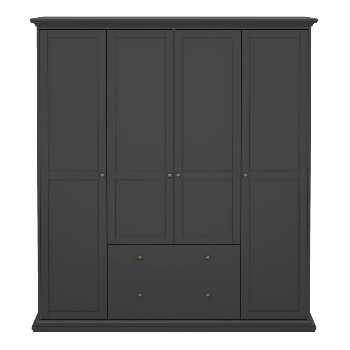 Paris Wardrobe with 4 Doors and 2 Drawers in Matt Grey