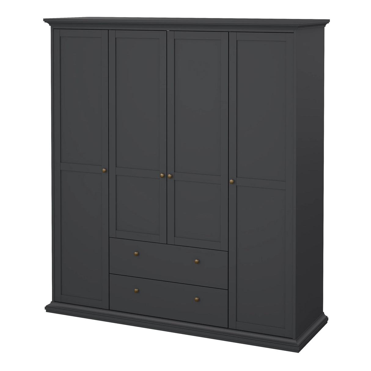 Paris Wardrobe with 4 Doors and 2 Drawers in Matt Grey