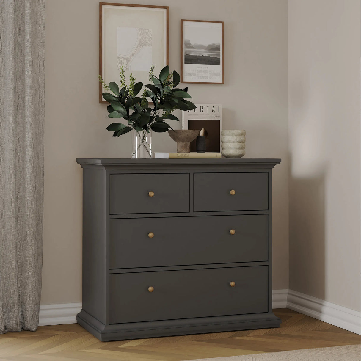 Paris Chest of 4 Drawers in Matt Grey