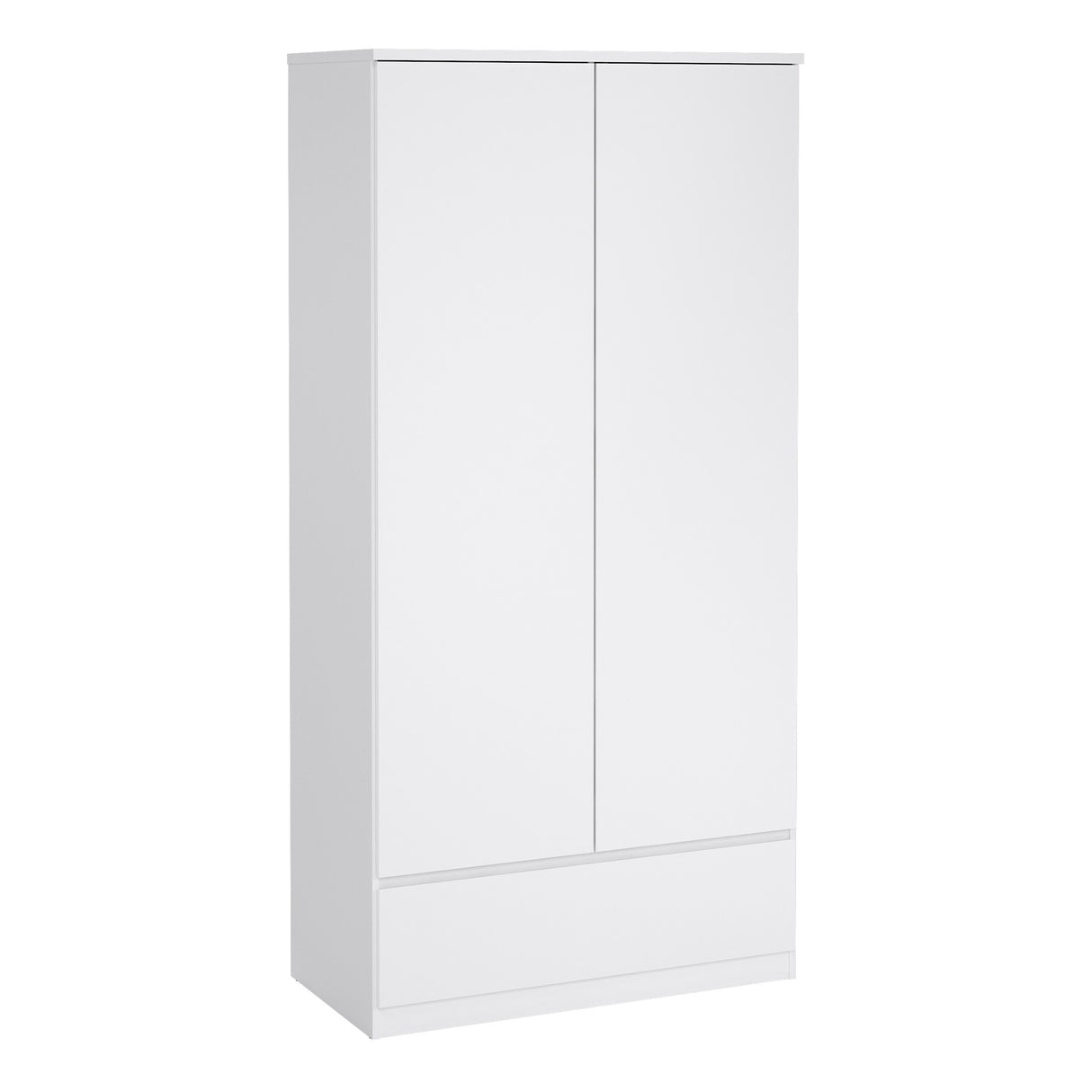 Naia Wardrobe with 2 doors + 1 drawer in White High Gloss