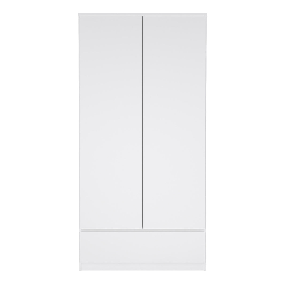 Naia Wardrobe with 2 doors + 1 drawer in White High Gloss