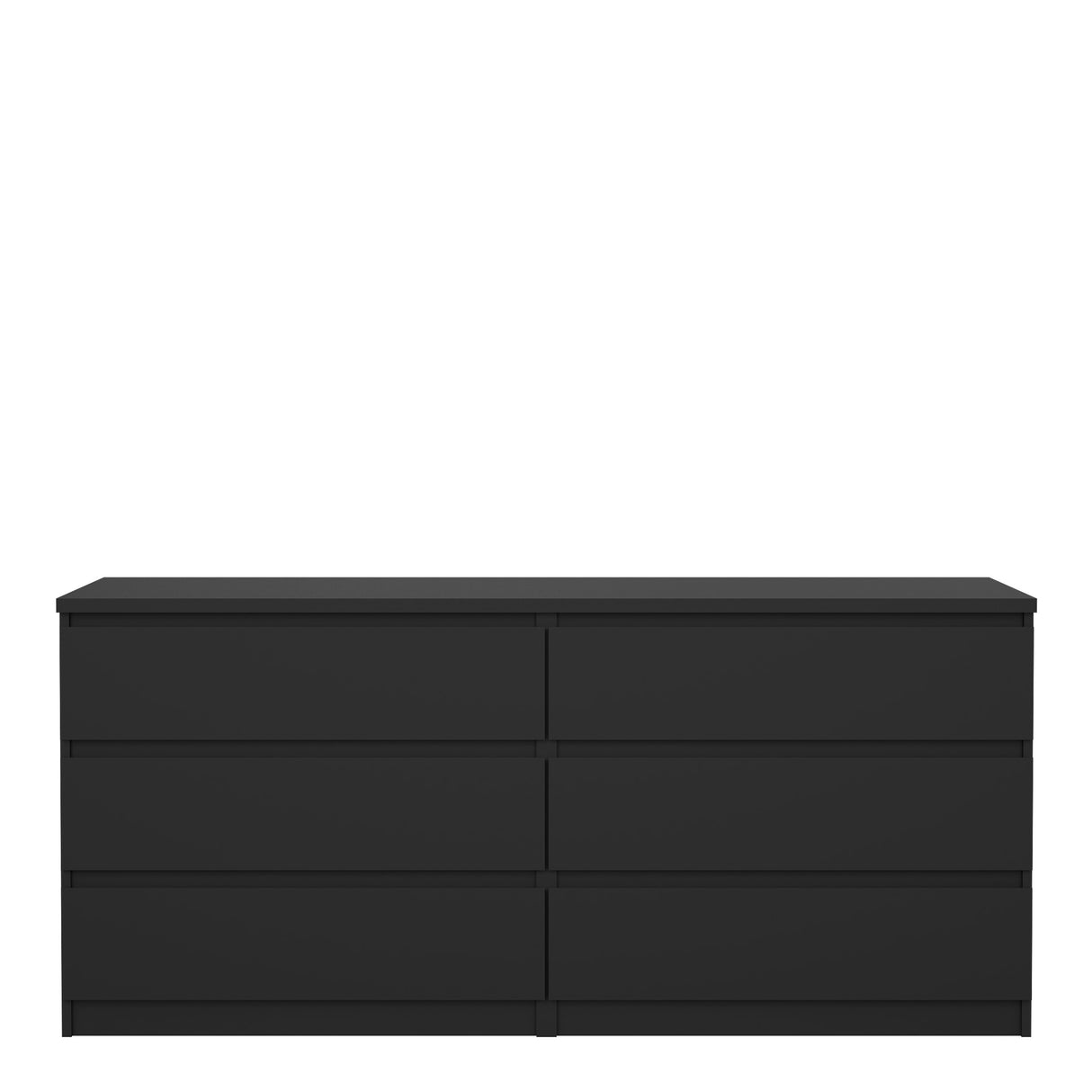 Naia Wide Chest of 6 Drawers (3+3) in Black Matt