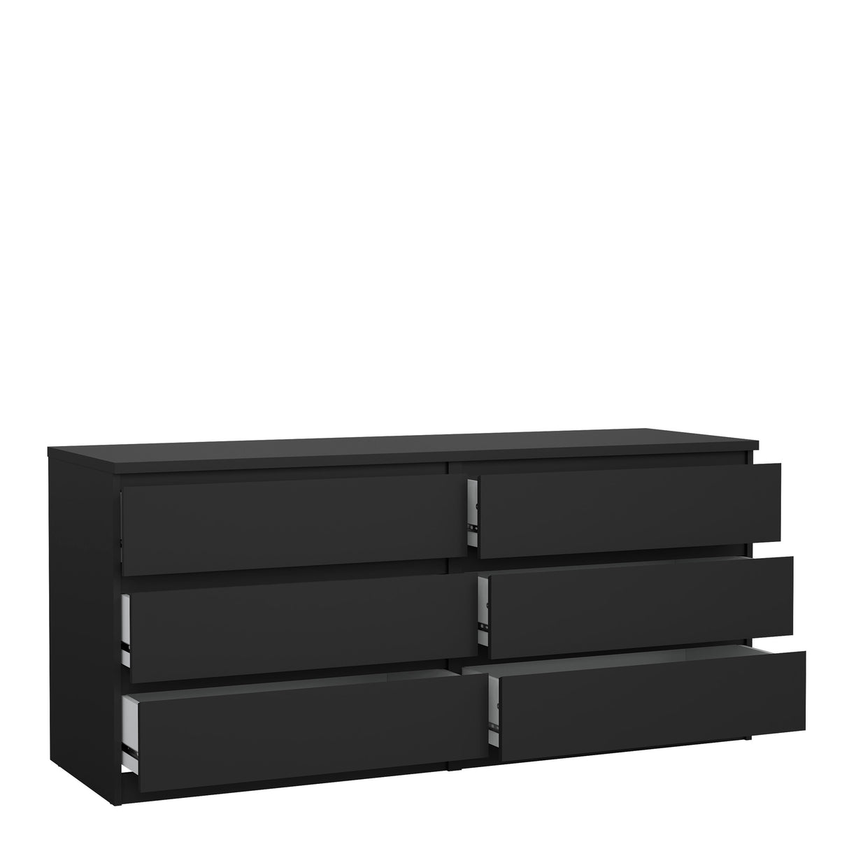 Naia Wide Chest of 6 Drawers (3+3) in Black Matt