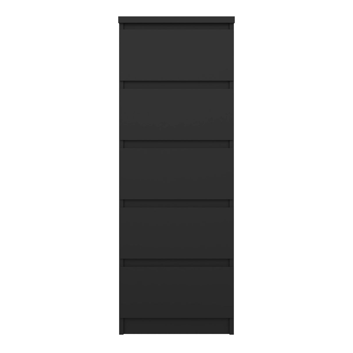 Naia Narrow Chest of 5 Drawers in Black Matt
